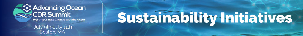 Header of website reading "Advancing Ocean CDR Summit - Sustainability Initiatives"